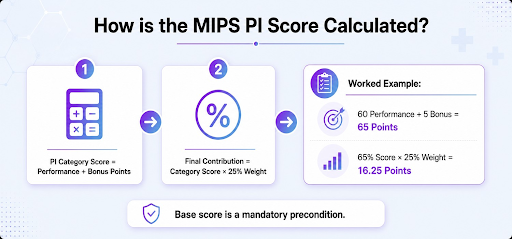 The PI Category Percent Score sums performance-score points and bonus-measure points